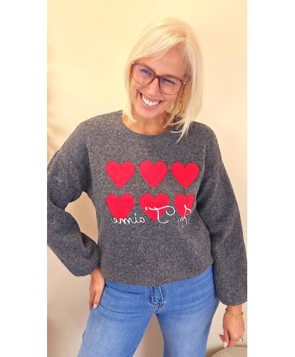 Pull Gris Love Affair - Marine