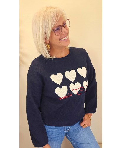 Pull Bleu Marine Love...