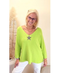 Pull Oversize "Star Vert Anis" - Leane
