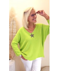 Pull Oversize "Star Vert Anis" - Leane