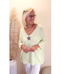 Pull Oversize "Star Vert Eau" - Leane