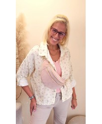 Sac Banane d'Italie Cuir Nubuck Rose Poudré