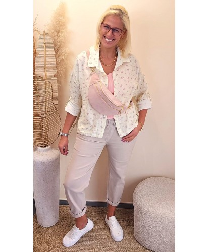 Sac Banane d'Italie Cuir Nubuck Rose Poudré