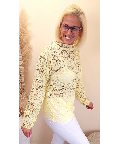 Top Dentelle Jaune Pastel - Mila