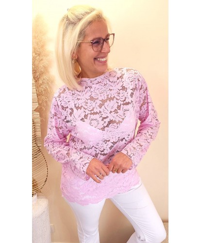 Top Dentelle Rose Pastel - Mila