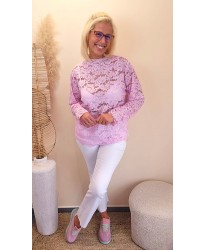 Top Dentelle Rose Pastel - Mila