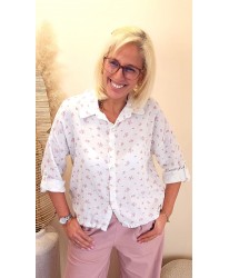 Chemise Blanche en Gaz de Coton Fleurie - Salome