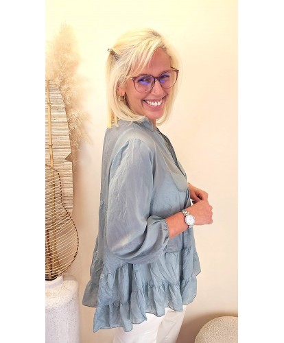 Blouse Oversize Kaki à Volants - Laura