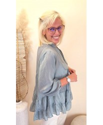 Blouse Oversize Kaki à Volants - Laura