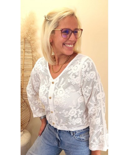 Gilet Dentelle Bohème Chic - Lily