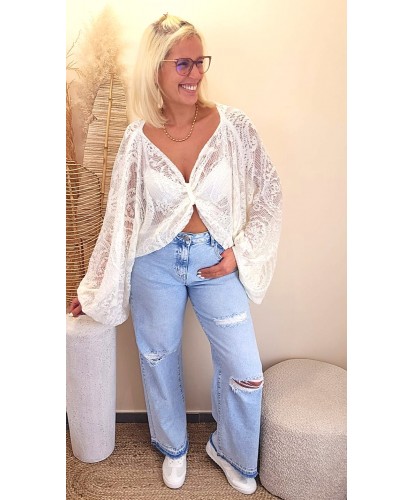 Jeans Wide Leg Destroy - Lea