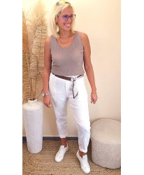 Pantalon Blanc Broderie Fleurie - Salome