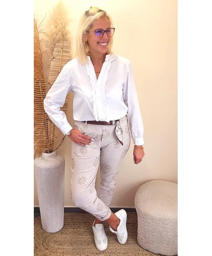 Pantalon Beige Broderie...