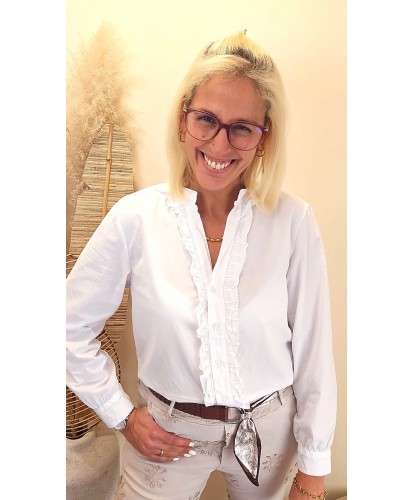 Blouse Blanche à Volants -...