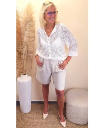 Blouse/Gilet Blanc Dentelle Bohème - Roxana