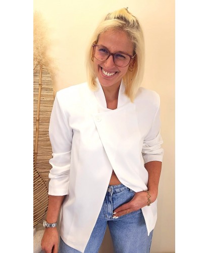 Blazer Blanc Coupe Asymétrique - Lily