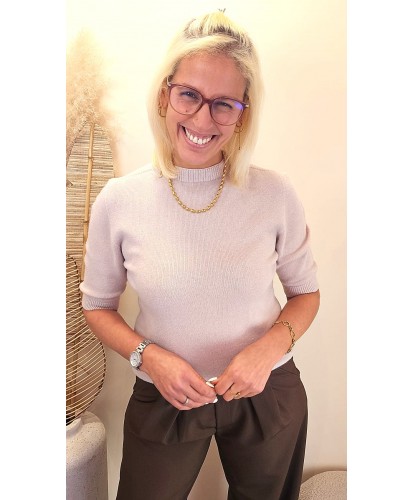 Pull Taupe Élégance Minimaliste - Daphné