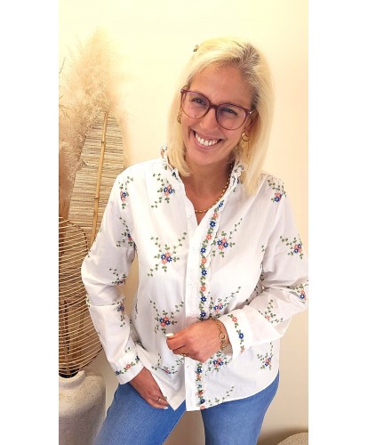Chemise Brodée Fleurie - Lilou