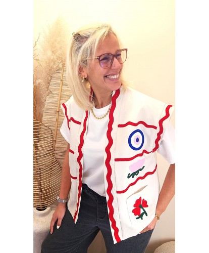 Gilet Bohème Estival Brodé - Lilia