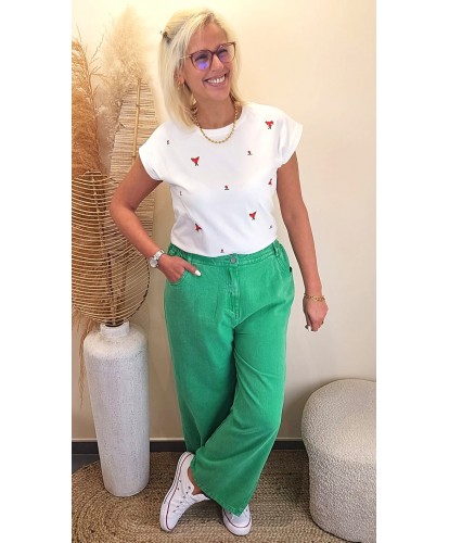Pantalon Large Denim Vert - Ninon