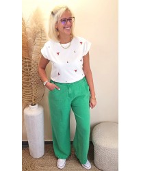 Pantalon Large Denim Vert - Ninon