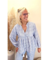 Blouse Bleu Ciel Graphique - Jasmine