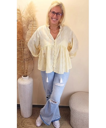 Blouse Jaune Pastel Graphique - Jasmine