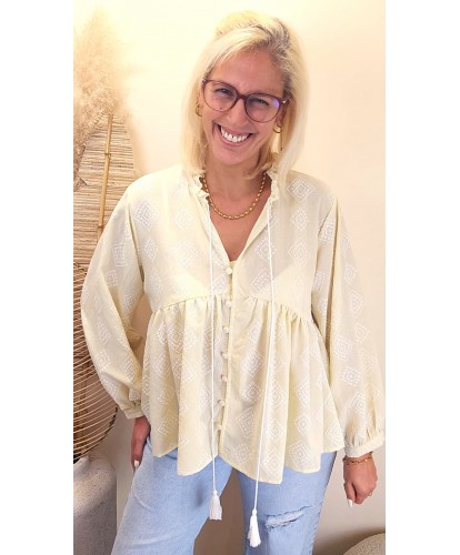 Blouse Jaune Pastel Graphique - Jasmine