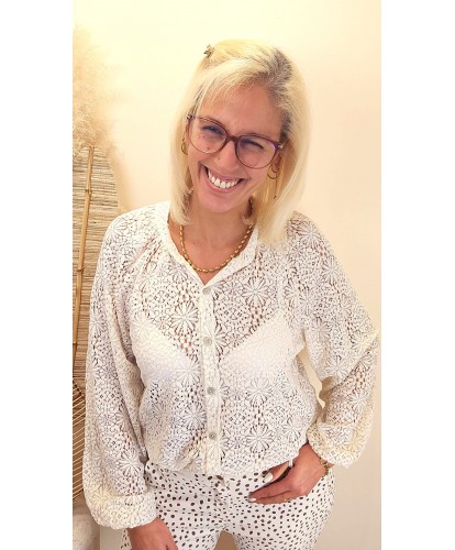 Blouse/Gilet Beige Dentelle...
