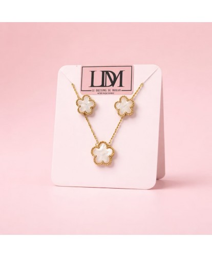 Parure Acier “Fleur Blanche Élégante”