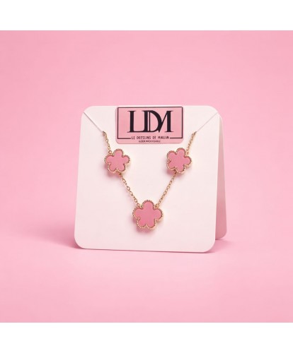 Parure Acier “Fleur Rose...
