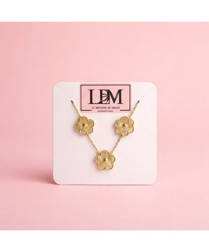 Parure Acier “Fleur Doré...
