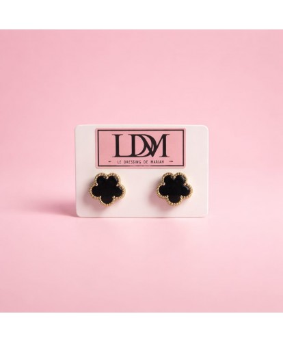 Boucles d’Oreilles Acier “Fleur Noire Chic”
