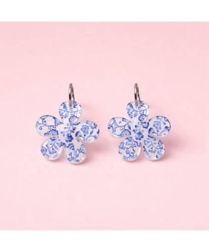 Boucles d’Oreilles Acier “Blue Blossom”