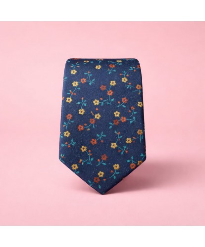 Cravate Fleurie Bleu Marine