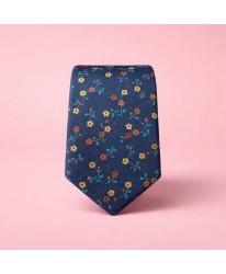 Cravate Fleurie Bleu Marine