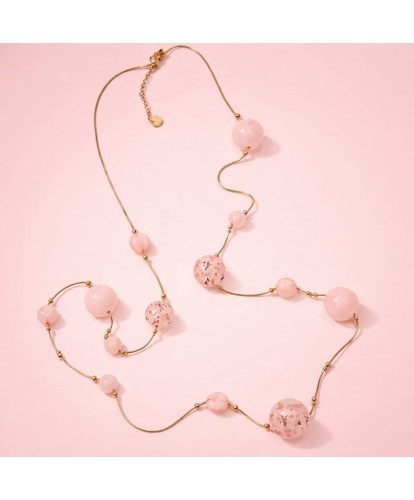 Sautoir Acier “Douceur Rosée”