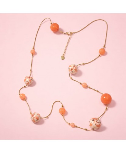 Sautoir Acier “Éclat Corail”