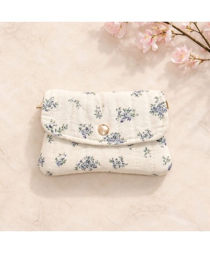 Porte-Monnaie Matelassé “Clara” – Petites Fleurs Bleues