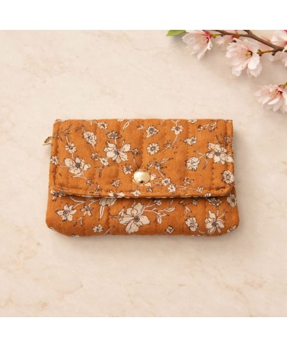 Porte-Monnaie Matelassé “Sienna” – Fleurs Terracotta
