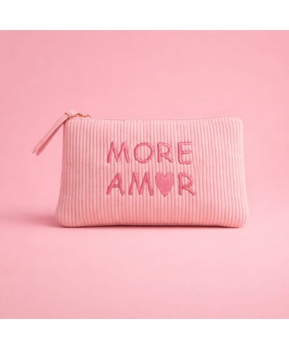 Pochette Velours Côtelé Rose “More Amor”