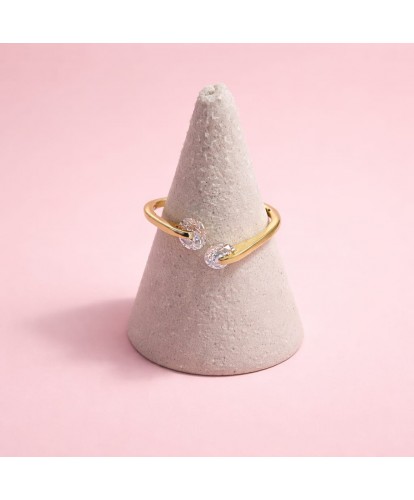 Bague Acier Ouverte "Pierres Zircon"