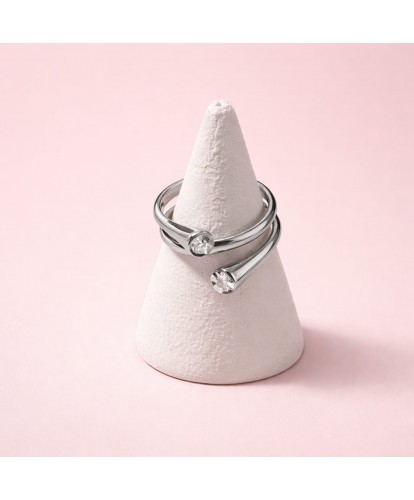 Bague Argentée Double Cristal