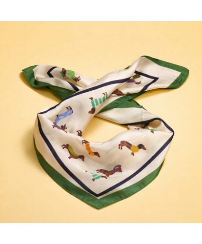 Foulard Satiné Teckel & Bord Vert