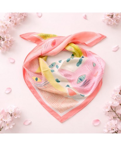 Foulard Satiné Chats Multicolores