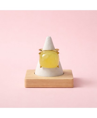 Bague Acier Ajustable Pierre Jaune