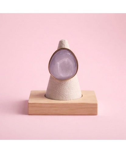 Bague Acier Ajustable Pierre Lavande