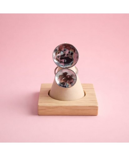 Bague Acier Ajustable Double Pastille Argentée