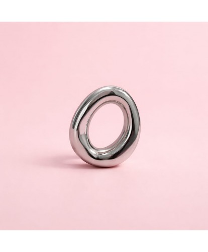 Bague Acier Ajustable Ovale Argentée