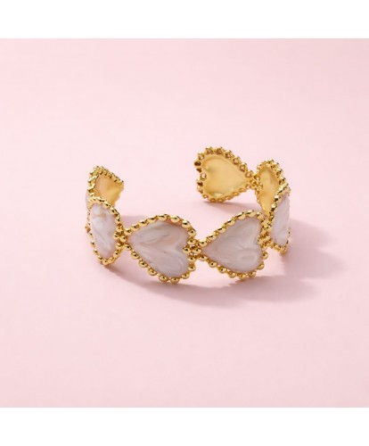 Bracelet Acier Amovible Coeur Nacré